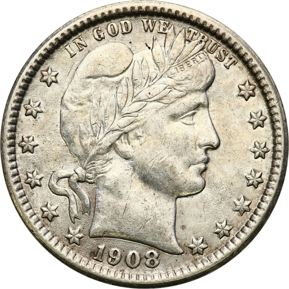 USA. 1/4 dolara 1908 O, Nowy Orlean - ŁADNE